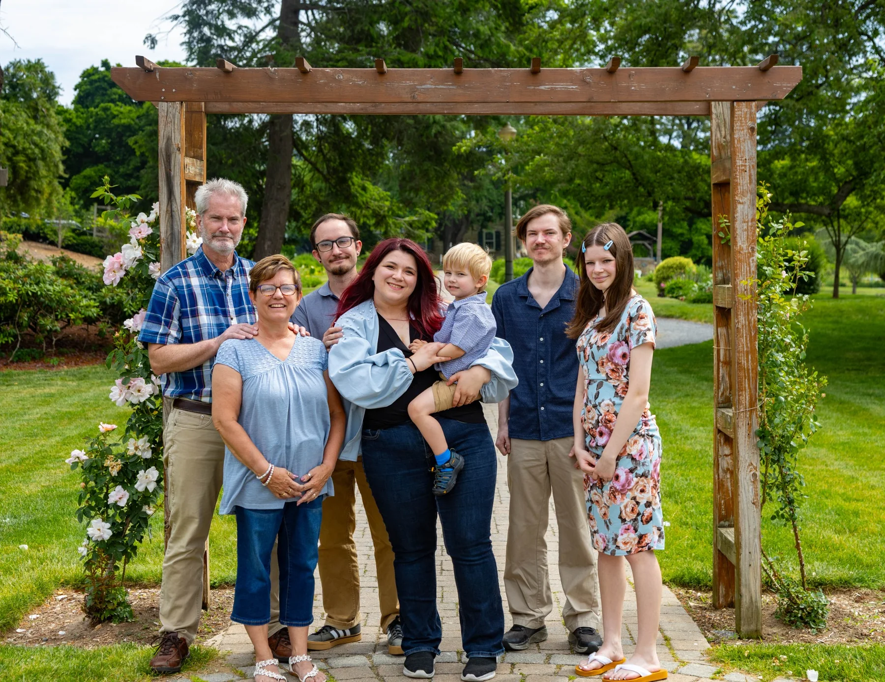 Family portrait in a garden